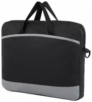Сумка для документов Staff "Manager" на молнии с карманом, полиэстер, черно-серый, 37х32х5см, 270836