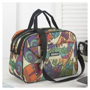 Сумка дорожная «Кошки», отдел на молнии, наружный карман, цвет разноцветный