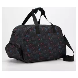 Сумка дорожная, отдел на молнии, 2 наружных кармана, длинный ремень, цвет чёрный