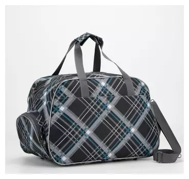 Сумка дорожная, отдел на молнии, 2 наружных кармана, длинный ремень, цвет серо-синий