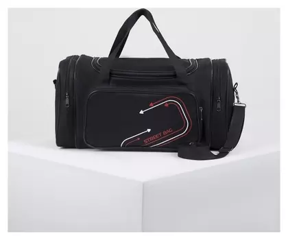 Сумка дорожная, отдел на молнии, 3 наружных кармана, длинный ремень, цвет чёрный