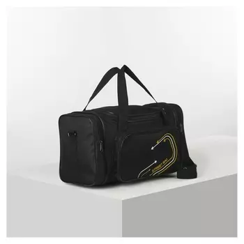Сумка дорожная, отдел на молнии, 3 наружных кармана, длинный ремень, цвет чёрный