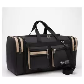 Сумка дорожная, отдел на молнии, 4 наружных кармана, с увеличением, длинный ремень, цвет чёрный