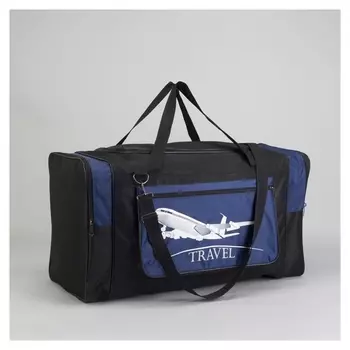 Сумка дорожная, отдел на молнии, длинный ремень, 3 наружных кармана, цвет синий/чёрный