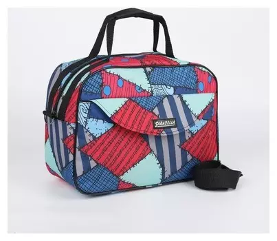 Сумка дорожная, отдел на молнии, наружный карман, длинный ремень, цвет разноцветный