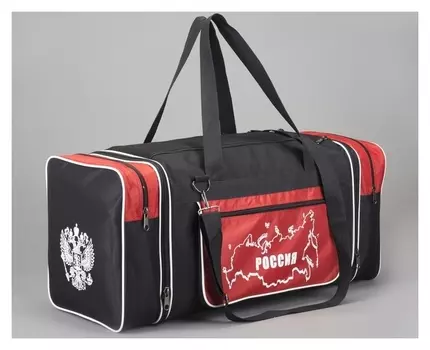 Сумка дорожная, отдел на молнии, с увеличением, 3 наружных кармана, длинный ремень, цвет чёрный/красный