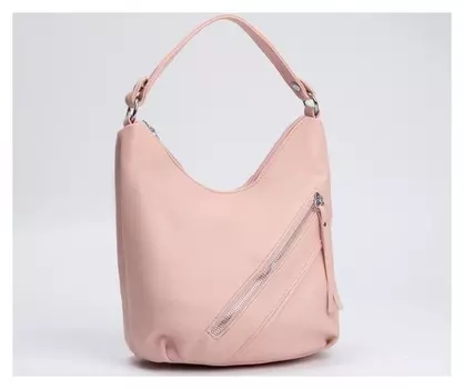 Сумка-хобо, отдел на молнии, 2 наружных кармана, длинный ремень, цвет розовый