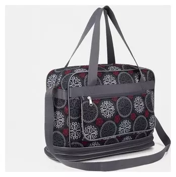 Сумка хозяйственная на молнии, с увеличением, наружный карман, цвет красный/серый