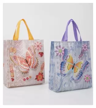 Сумка хозяйственная, отдел без молнии, Бабочки