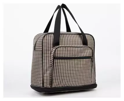 Сумка хозяйственная с отделом на молнии, с увеличением, наружный карман Цвет бежевый/черный