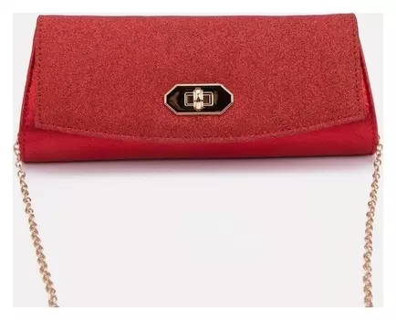 Сумка-клатч, отдел на клапане, цвет красный