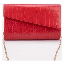 Сумка-клатч, отдел на клапане, цвет красный