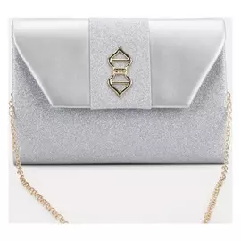 Сумка-клатч, отдел на клапане, цвет серебрянный