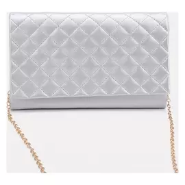 Сумка-клатч, отдел на клапане, цвет серебрянный