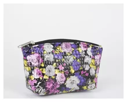 Сумка-косметичка 1103, 16*7*10, отдел на молнии, черный цветы