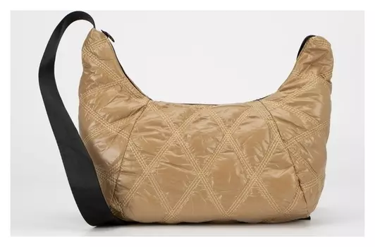 Сумка кросс-боди, отдел на молнии, длинный ремень, цвет бежевый