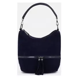 Сумка-мешок, 2 отдела на молниях, 2 наружных кармана, длинный ремень, цвет синий