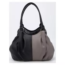 Сумка-мешок, 3 отдела на молниях, наружный карман, цвет чёрный/серый