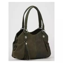 Сумка-мешок, 3 отдела на молниях, наружный карман, длинный ремень, цвет зелёный