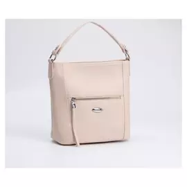 Сумка-мешок, отдел на молнии, 2 наружных кармана, длинный ремень, цвет бежевый