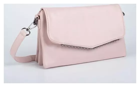 Сумка-мессенджер, 3 отдела на молнии, наружный карман, цвет пудра