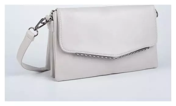 Сумка-мессенджер, 3 отдела на молнии, наружный карман, цвет серый