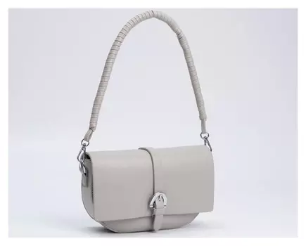 Сумка-мессенджер, отдел на клапане, длинный ремень, цвет серый