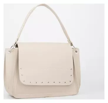 Сумка-мессенджер, отдел на клапане, наружный карман, длинный ремень, цвет бежевый