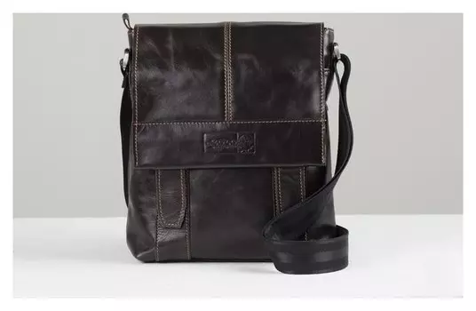 Сумка муж 196-1111-6, 23*6*28, отд на клапане, 2 н/кармана, длин ремень, т.коричневый