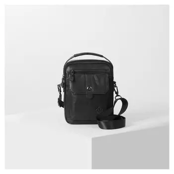 Сумка муж 8012, 19*7*24, отд на молнии, н/карман, длин ремень, черный