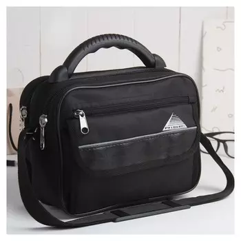 Сумка мужская, 2 отдела на молнии, наружный карман, регулируемый ремень, цвет чёрный