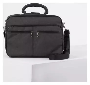 Сумка мужская, 2 отдела на молниях, 2 наружных кармана, длинный ремень, цвет чёрный