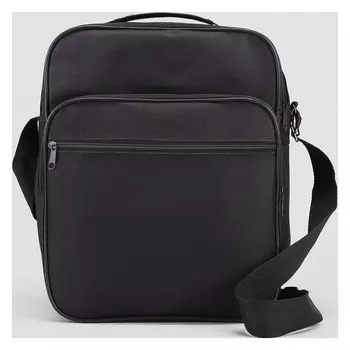 Сумка мужская, 2 отдела на молниях, 2 наружных кармана, регулируемый ремень, цвет чёрный