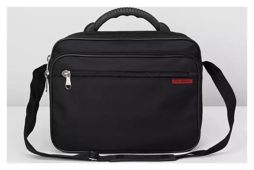 Сумка мужская, 2 отдела на молниях, 2 наружных кармана, регулируемый ремень, цвет чёрный