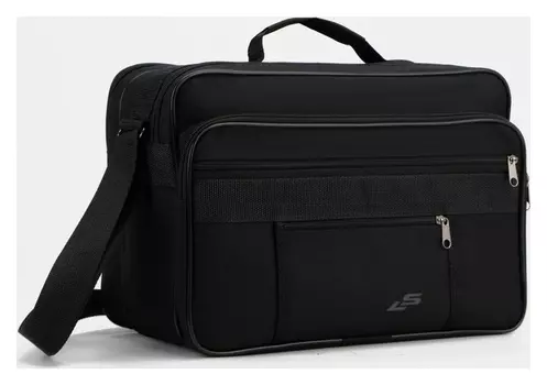 Сумка мужская, 2 отдела на молниях, 3 наружных кармана, цвет чёрный