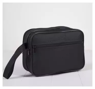 Сумка мужская, 2 отдела на молниях, наружный карман, цвет чёрный