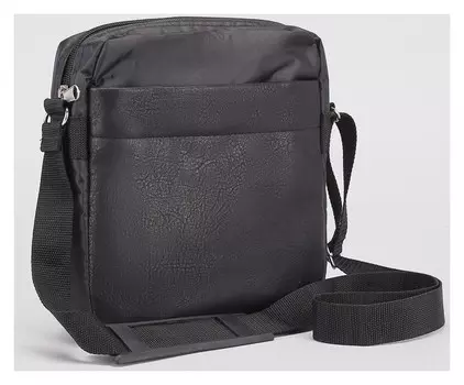 Сумка мужская, отдел на молнии, 2 наружных кармана, регулируемый ремень, чёрный