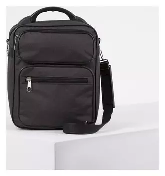 Сумка мужская с двумя отделами на молниях, 2 наружных кармана, длинный ремень, цвет чёрный 28х18х34 см