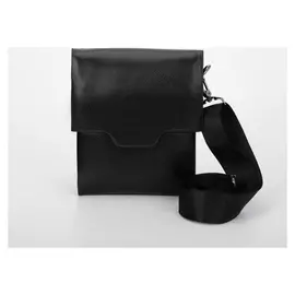 Сумка мужская с отделом на молнии, цвет чёрный, длинный ремень