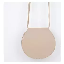 Сумка на плечо женская круглой формы, отдел на клапане, длинный ремень Цвет бежевый