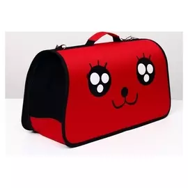 Сумка-переноска каркасная "Весёлый пес", размер L, 53 х 21 х 29 см, красная