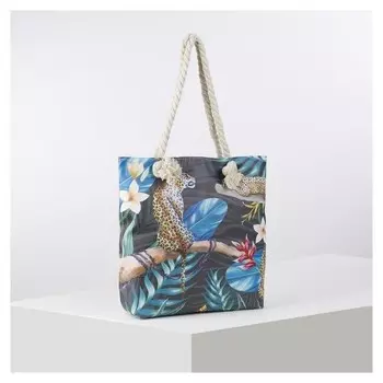 Сумка пляжная, отдел на молнии, цвет чёрный