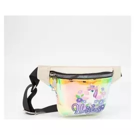 Сумка поясная, отдел на молнии, цвет белый, «Единорог»