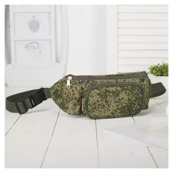 Сумка поясная, отдел на молнии, наружный карман, цвет зелёный