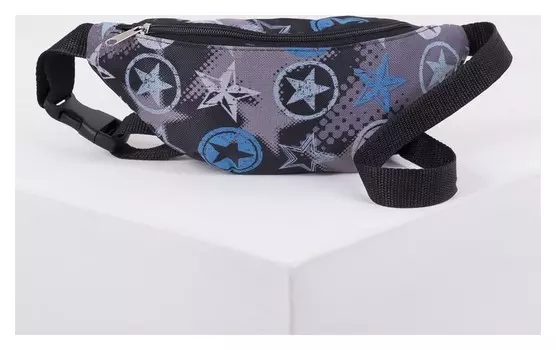 Сумка поясная, отдел на молнии, регулируемый ремень, цвет чёрный/серый