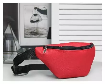 Сумка поясная, отдел на молнии, регулируемый ремень, цвет красный