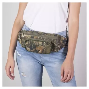 Сумка поясная с отделом на молнии, наружный карман, цвет хаки
