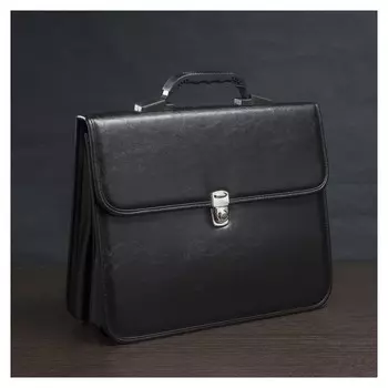 Сумка-портфель мужская на молнии, 2 отдела, цвет чёрный