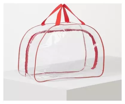 Сумка ПВХ прозрачная, отдел на молнии, цвет красный