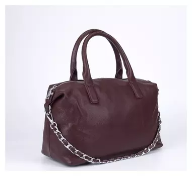 Сумка-саквояж, отдел на молнии, наружный карман, длинный ремень, цвет бордовый